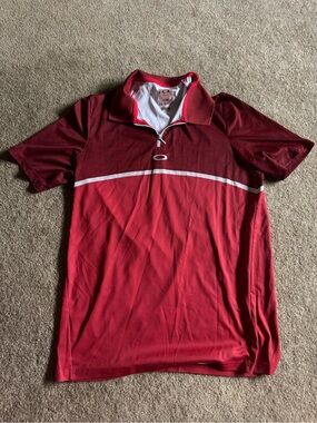 Oakley Men's Two-Tone Maroon and Red Quarter-Zip Polo